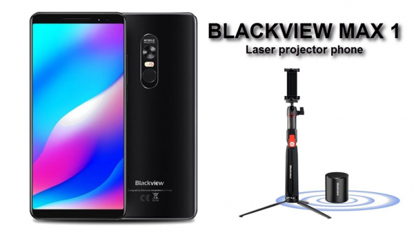 Set telefon mobil Blackview Max 1 + Selfie stick + Boxa bluetooth Proiector Laser 6GB RAM 64GB ROM Android 8.1 OctaCore NFC