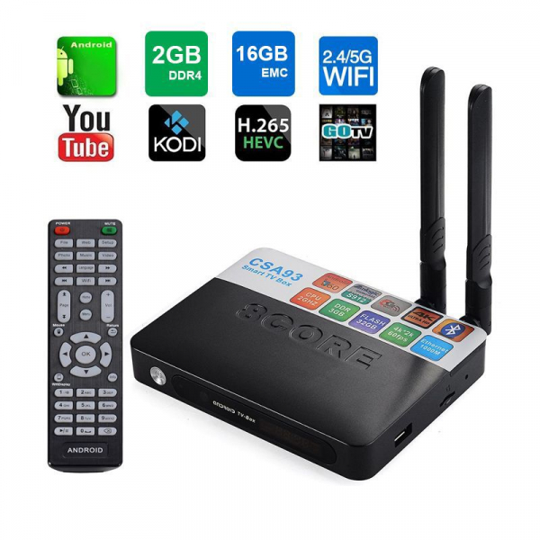 TV BOX CSA93 4K, KODI, Amlogic S912 Octa Core 64 biti, 2GB RAM 16 GB ROM, Wireless dual band, Bluetooth, DLNA, Airplay, Miracast