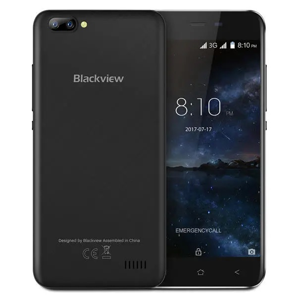 Telefon mobil Blackview A7, 3G, IPS 5.0inch, 1GB RAM, 8GB ROM, MediaTek MT6580 QuadCore, ARM Mali-400, Android 7.0, 2800mAh, Negru